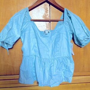 AND NOW THIS Square Neck Tie Sleeve Top